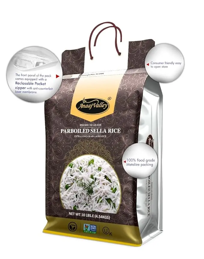ANAAJ VALLEY Sella Rice - 10 Pound (lbs.) Parboiled Sella Rice - White ...