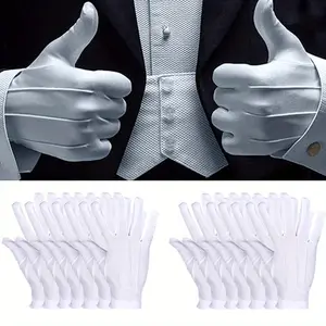 12 Piece Buckled Gloves Costume Glove with Snap Cuff White Formal Uniform Glove Beauty & Personal Care