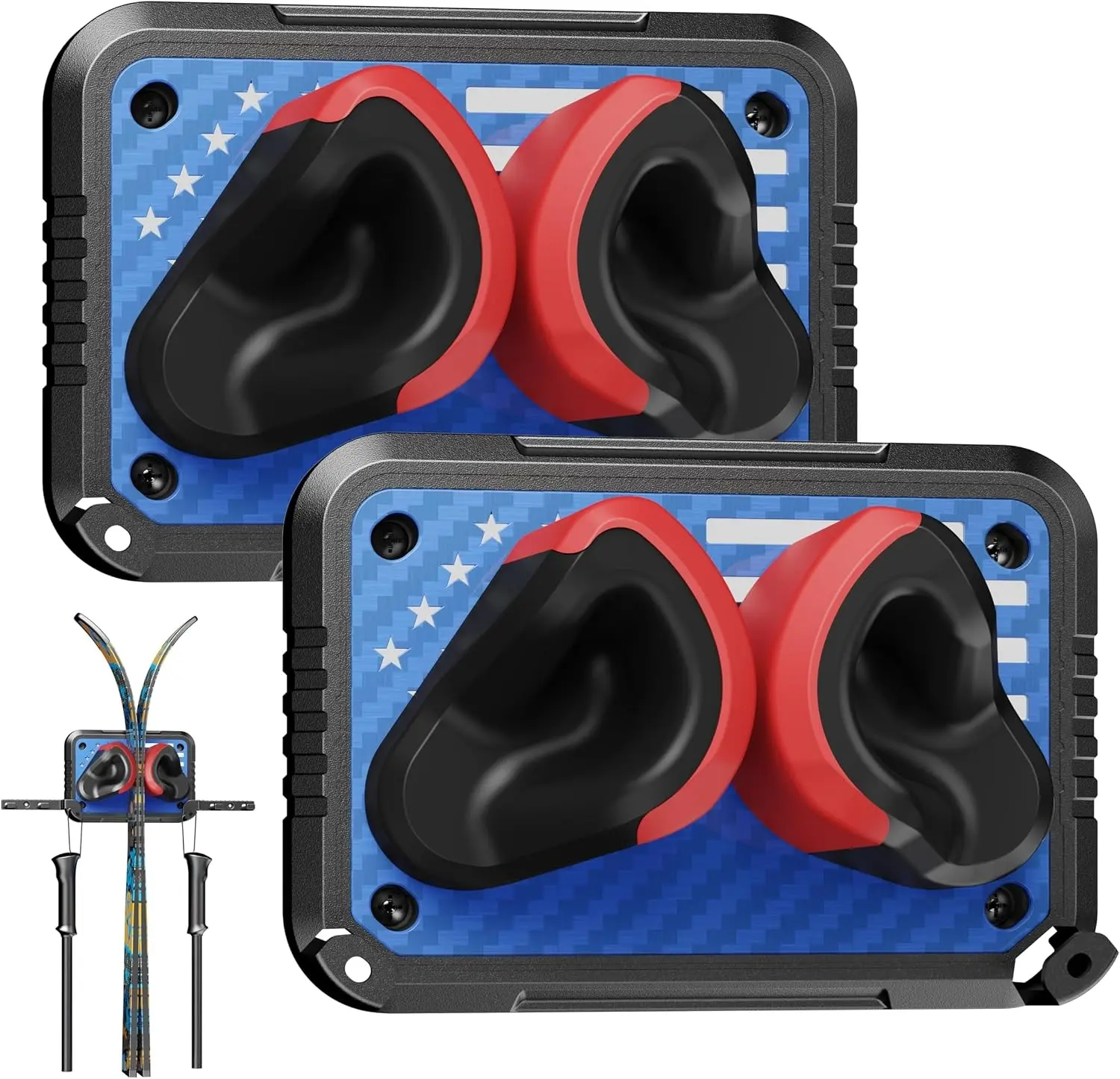 2Pack Wall Mount Ski Rack Vertical Ski & Snowboard Skateboard Holder Holds Up to 25lbs Space-Saving Winter Gear Storage Organizer for Home Garage