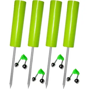 Fishing Rod Holder, 4 Pack Fishing Pole Holders Ground, Rod Holders for Bank Fishing, Beach Support Stand Reinforced PVC, 4 Free Alarm Bells