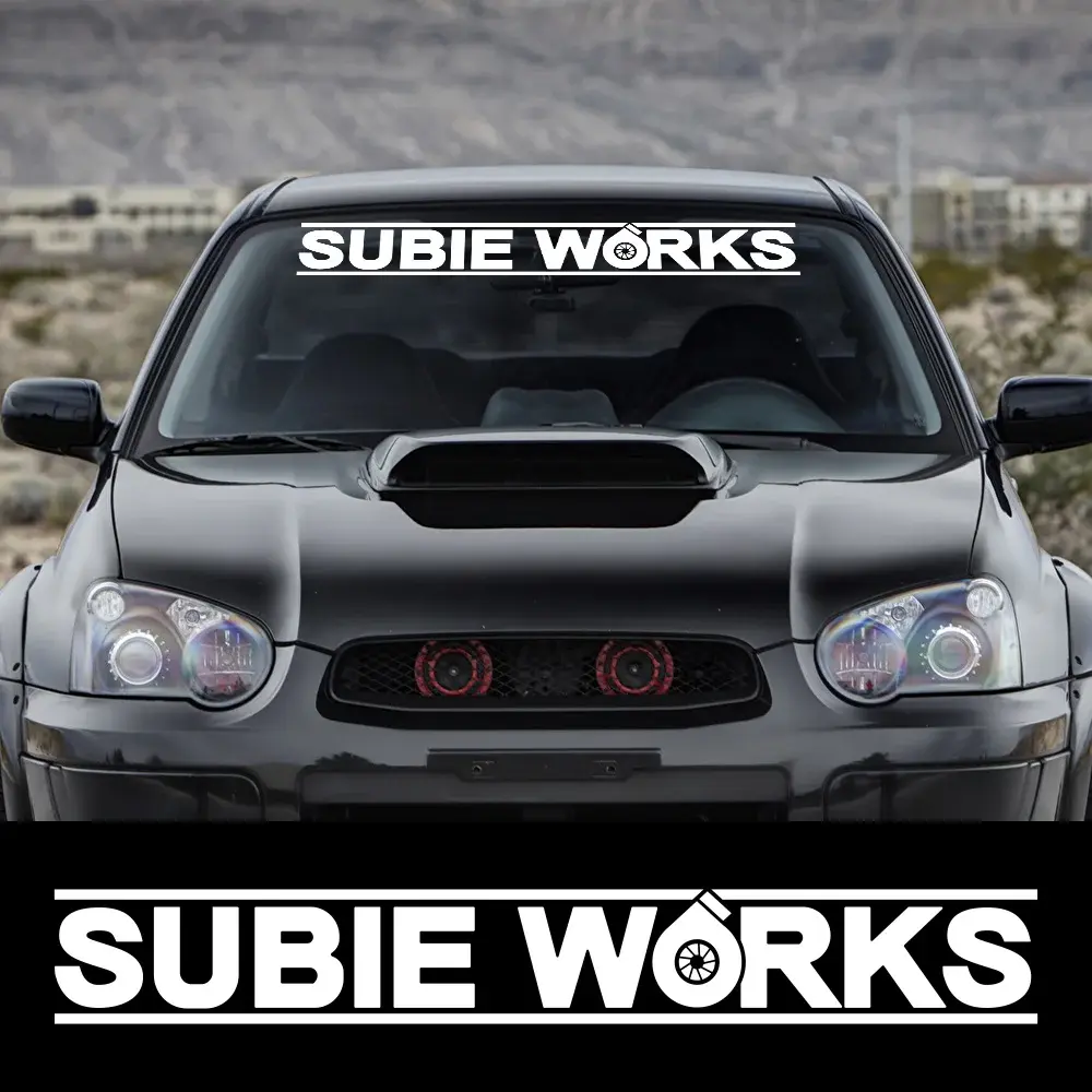 SUBIE WORKS Car JDM Sticker For Subaru BRZ Impreza Crosstrek Forester WRX STI Turbo Windshield Vinyl Film Decals Car Accessories