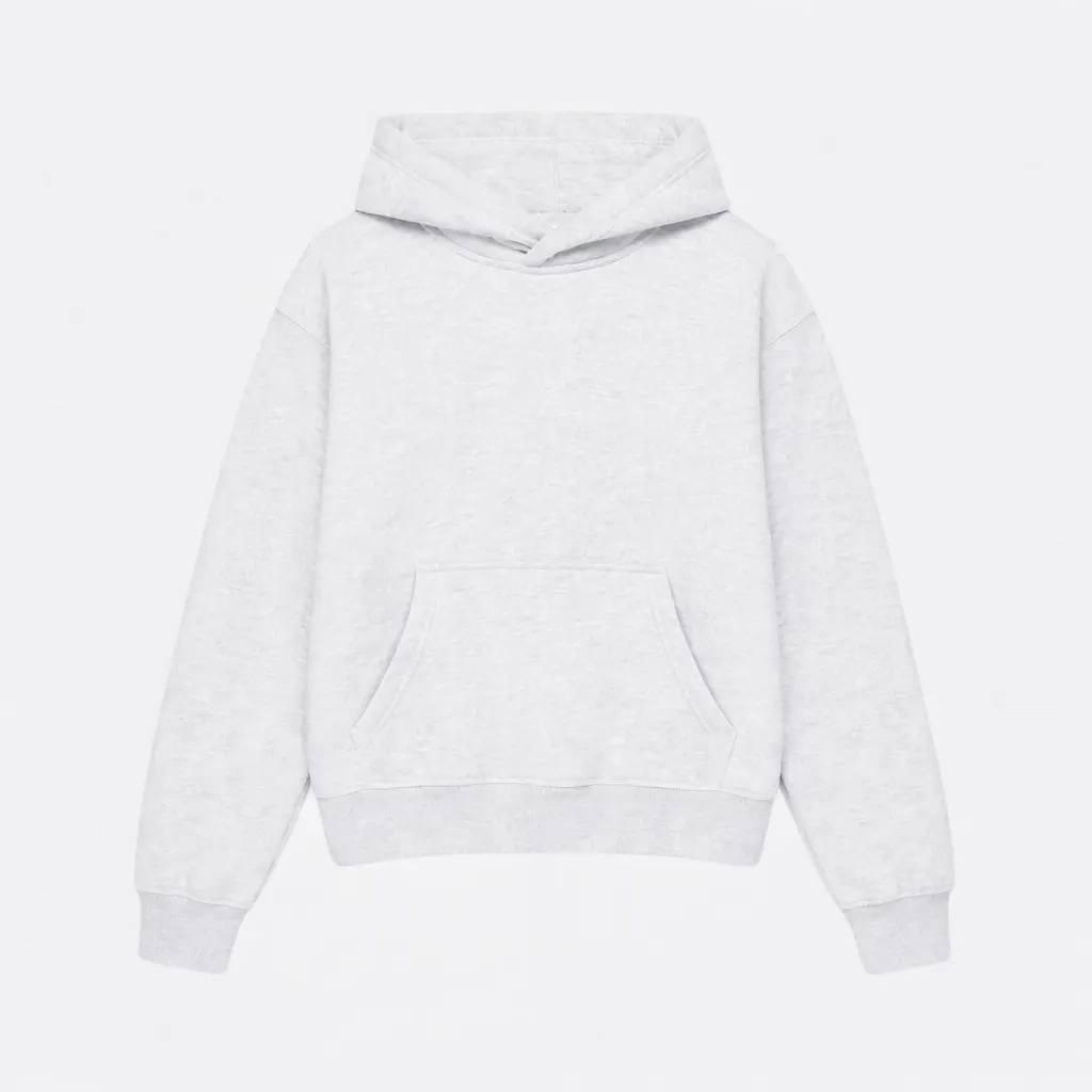 Men's Heather Grey Pullover Hoodie - Casual Longsleeves Loose Fit Sweatshirt with Drop Shoulders, Kangaroo Pocket, 350 GSM 80% Cotton 20% Polyester Blend, Menswear Tops (Cold Wash, Tumble Dry)