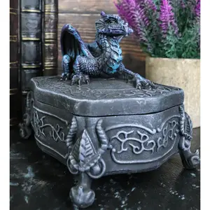 Fantasy Midnight Dragon Box Celtic Hour Of The Dragon Chest Jewelry Box Figurine