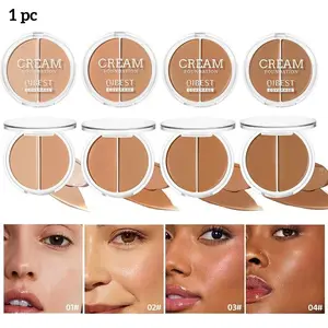 Dual-Tone Cream Foundation, Full Coverage Two-Color Concealer Foundation Palette, Flawless Matte Foundation for All Skin Tones, Makeup
