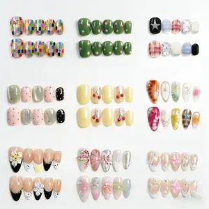 NailHaven Short Almond Press On Nails 10Pcs Cute Handmade Acrylic Nails Reusable Nail Art with Charms Salon Quality Easy Application Suggest Ordering 1 Size Up