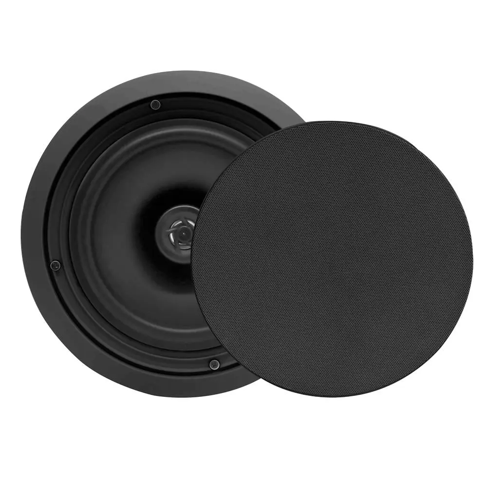 8" Flush Mount Ceiling Speakers (Pair) with Clean Look, Easy Installation, 250W Peak Power, 2-Way Stereo Sound, 1"-High Temperature Voice Coil, Polymer Dome, 10 1/2" Diameter x 3 1/2" Depth, 4-8 Ohm