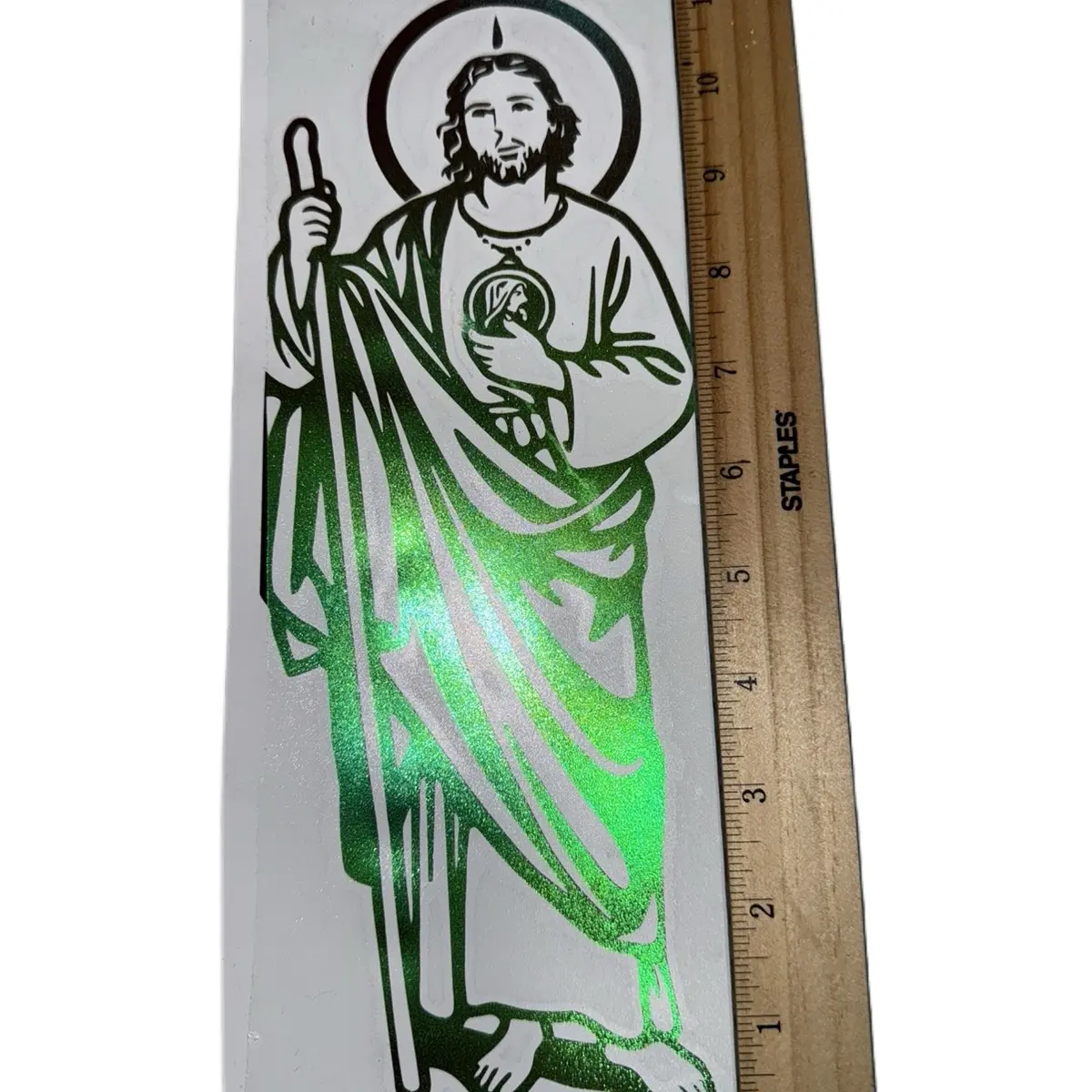 11-in San Judas Chameleon Purple-Green Vinyl Sticker, Universal Automotive Exterior Accessory for Car Windows, Vehicle Stickers, Universal Car Sticker, Window Decals For Vehicles