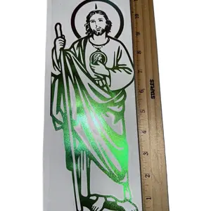 San Judas 11 in Chameleon Purple-to-Green Vinyl Decal, Automobile Decals, Sticker for Cars for Exterior Use