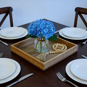 Garvee Real Touch Hydrangea Artificial Flowers in Vase with Wood Bead String - Lifelike Faux Hydrangea Flowers for Home Decoration, Table Centerpiece, Bathroom, Office, and Water Bar