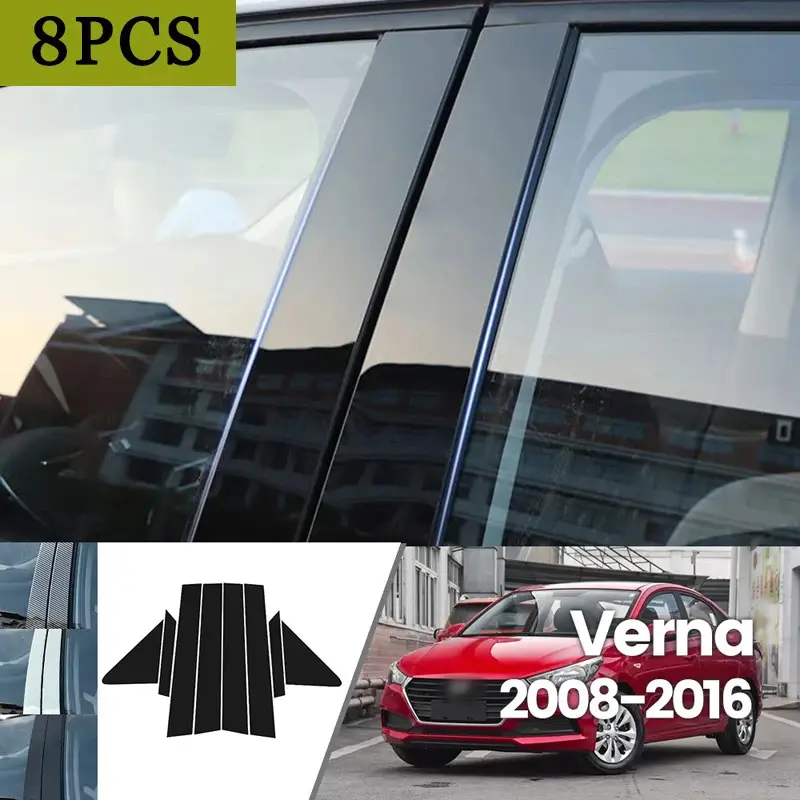 For Hyundai Verna 2008-2016 2009 2010 2011 2012 2013 Bright Black Carbon Fibre Window Door Waterproof B C Sticker