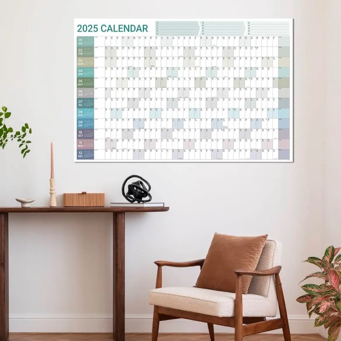 Large 2025 Yearly Wal Calendar - Perfect for Office Stationery Supplies