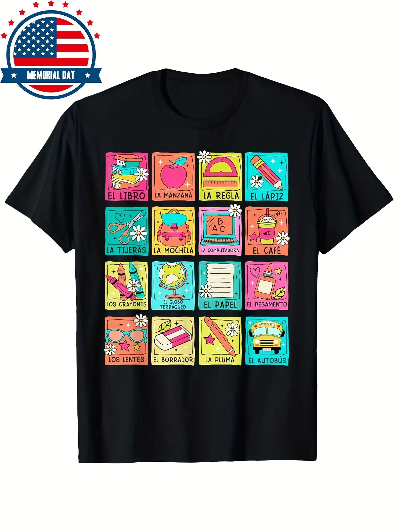 Bilingual Teacher Back to School T-Shirt for Spani unisex soft cotton short sleeve t shirt, vintage graphic casual tee for men women teens, perfect birthday holiday gift for camping travel gym daily street  wear