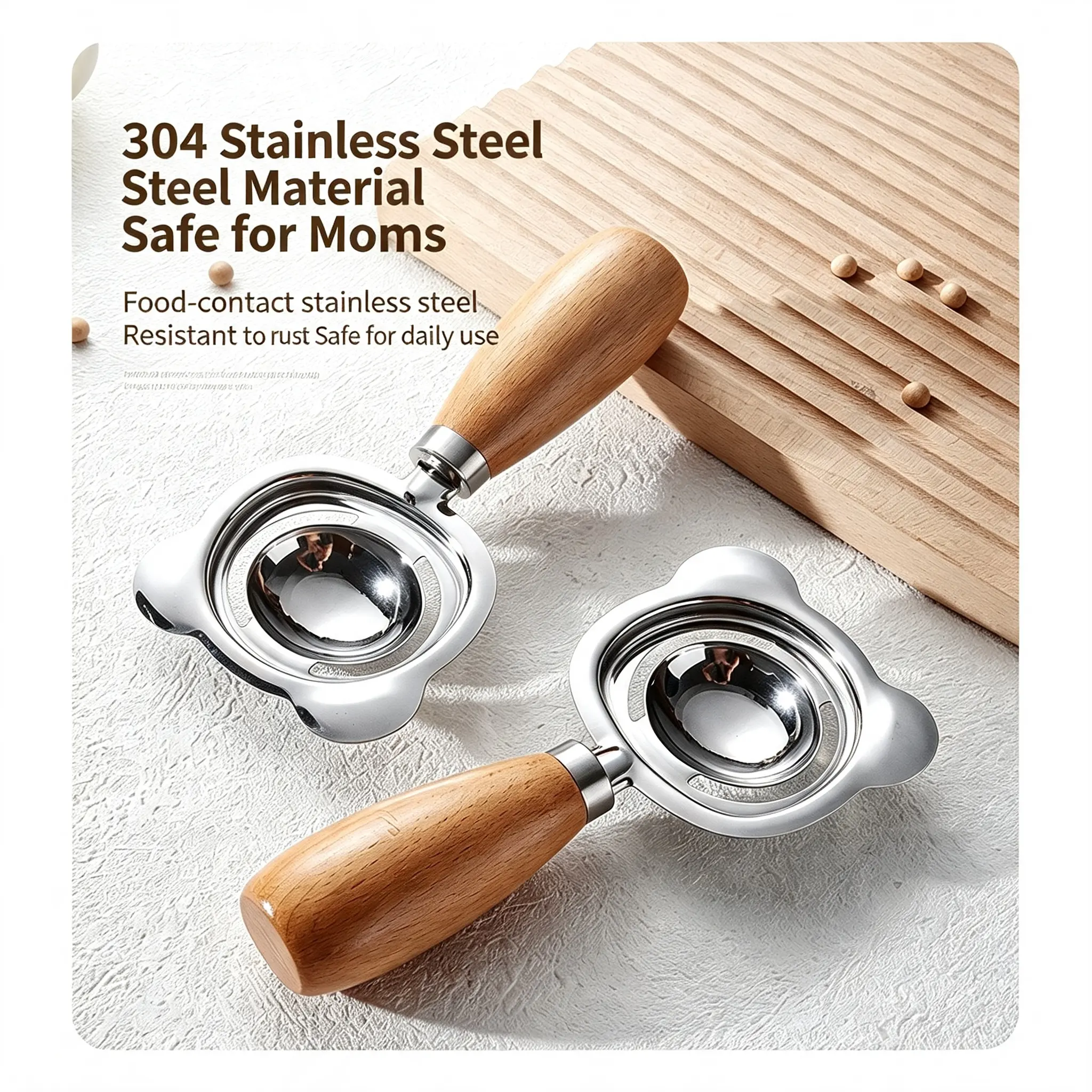 304 Stainless Steel Egg White Separator, Household Kitchen Baking Egg Yolk Filter Spoon Utensils