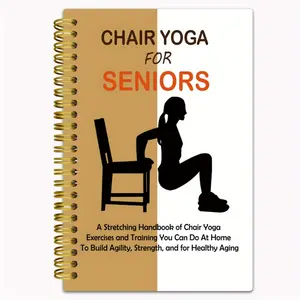 [Senior Yoga Notebook] 50-Page Senior Yoga Notebook - Spiral Bound Exercise Guide with Illustrated Poses, Stretching & Strengthening Exercises for Flexibility, Strength - Ideal Gift for Family Members, 5.5x8.3 Inch, Durable Spiral Binding