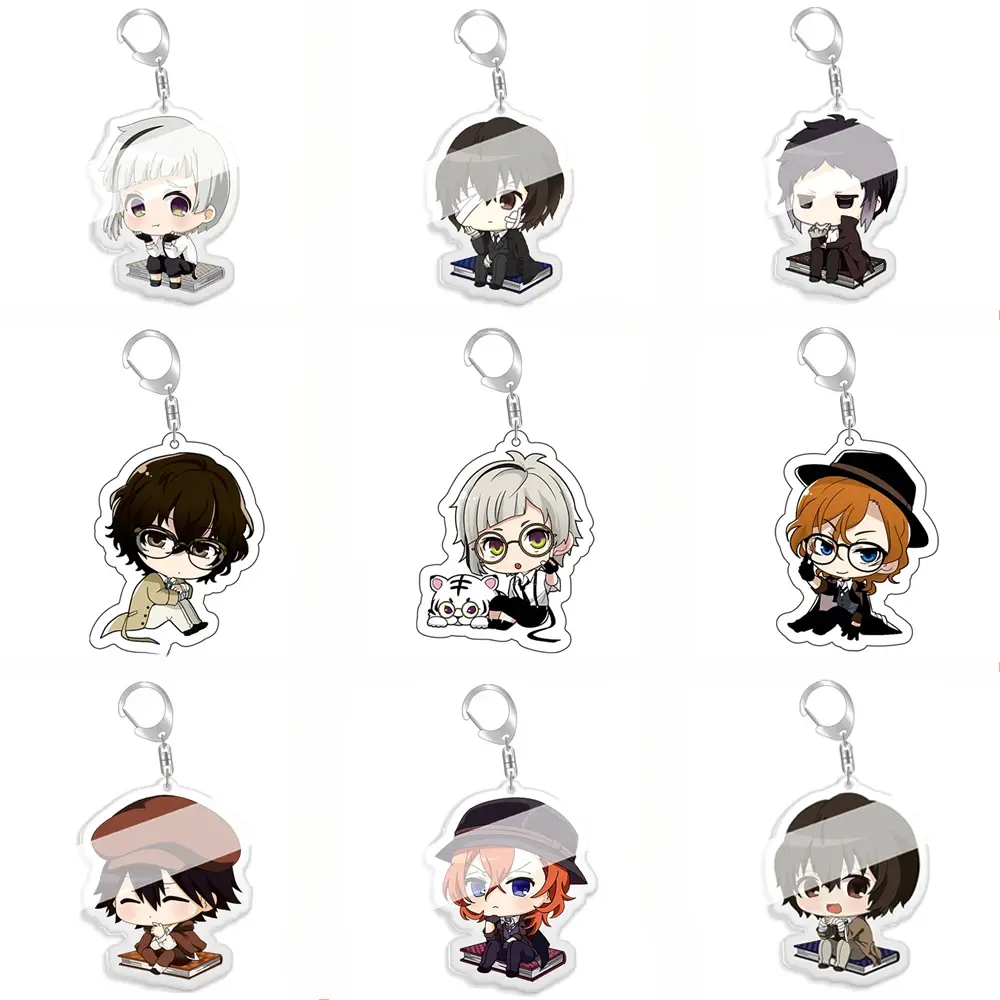 Bungo Stray Dogs Anime Acrylic Keychain – Dazai Osamu, Nakajima Atsushi, Edogawa Ranpo Character Bag Charm, Keyring Accessory, Gift for Fans