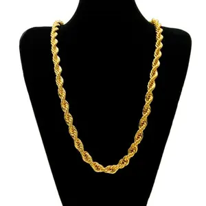 Golden Stainless Steel 6/8mm Twisted Rope Chain Necklace Unisex Fashion Jewelry for Daily Wear