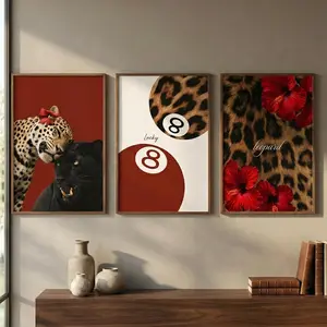 RedLeopard Wall Art Set of 3 Preppy Cheetah Gallery Posters, Girly Y2K Fashion Poster for Teen & Dorm Room Decor, Trendy Stylish Pink Posters