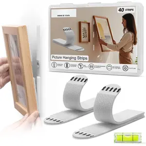 Picture  Strips Heavy Duty,  20 Pairs(40 Strips) -Free Adhesive Wall  for Picture Frames,Wall Art,Decorations, No Nails or Tools Needed, Clean Removal for Smooth Surfaces