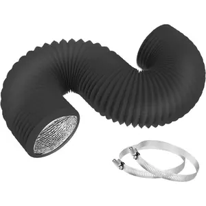 4 Inch 3  Dryer Vent Hose,Flexible Insulated Air Ducting,Vent Hose PVC  Foil with 2 Clamps for HVAC Ventilation(Black)