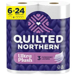 Quilted Northern Ultra Plush Toilet Paper, 6 Mega Rolls = 24 Regular Rolls, 3X Thicker*, 3 Ply Soft Toilet Tissue | 3X Thicker*, Ultra Soft
