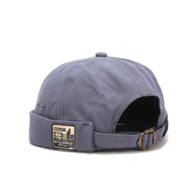 Unisex Brimless Docker Leon Hat Rolled Cuff No Visor Skull Beanie Cap | Soft Cotton & Denim Fabric, Adjustable, Retro Vintage Sailor Fisherman Style, Lightweight Worker Harbour Cap, Daily Wear