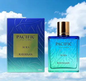 Rayhaan Pacific Aura Eau de Parfum for Men, Fresh Long Lasting Masculine Fragrance Spray with Citrus Aromatic Mint Amber Notes, Casual Daily Men Cologne 3.4 Ounce 100ml