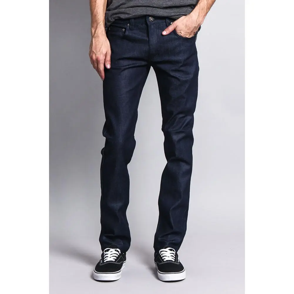 Men's Skinny Fit Raw Denim Jeans (Indigo)