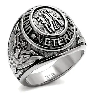 Men's US Military Veterans Stainless Steel Class Style Ring