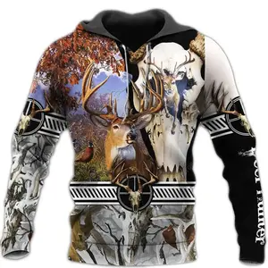 2026 New Hunting Animal Goat Ancient Classic New Fashion Street Wear Unisex 3D Printed Hoodie Sweatshirt Red Jacket with Detailed Deer Design