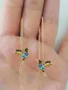 Elegant Artificial Zircon Bird Earrings for Women, Artificial Zirconia Earrings, Wedding Party Jewelry Gift, Copper Chain, Casual Style, All Seasons Wear