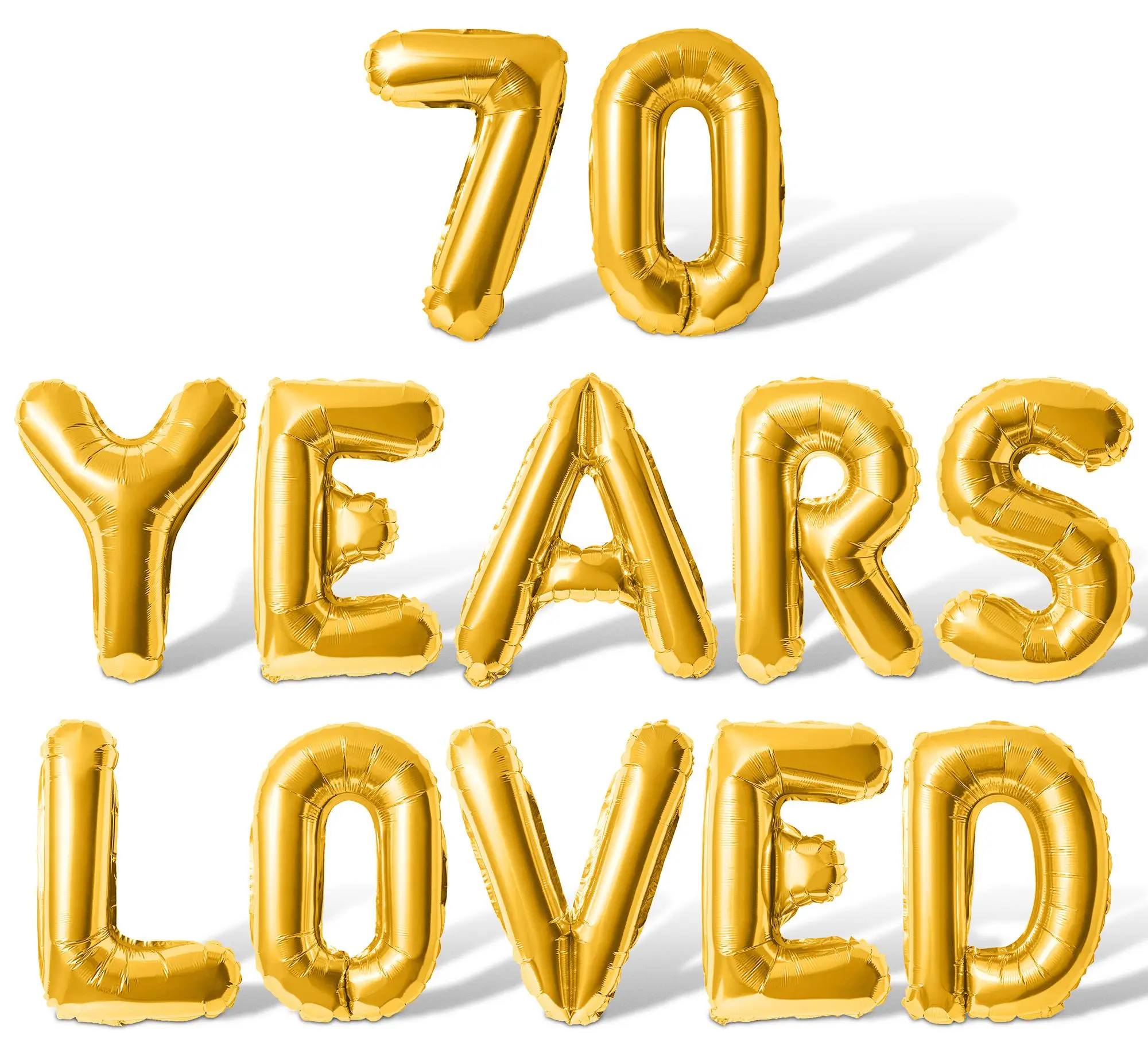 Letter Balloons - 70 YEARS LOVED 16" Inch Alphabet Letters Foil Mylar Balloon 70th Birthday Party Banner