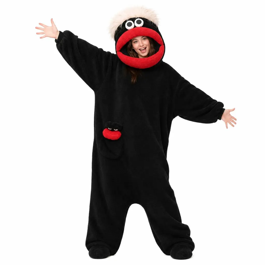 Oversized Frog Hooded Funny Onesie Pajamas, Upgraded Soft Milk Velvet, Skin Friendly Warm Full Body Loungewear, Cute One-Piece Costume for Birthday, Halloween Cosplay Home Sleepwear, 3Piece Set with Matching SlipOn Shoes Large Styling Hair Comb for Adults