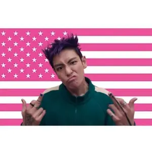 T.O.P (Choi Seung-hyun) Pink American Flag Tapestry 3x5 FT - Polyester BIGBANG Fan Art Wall Hanging for Bedroom Decor, K-Pop Aesthetic Banner