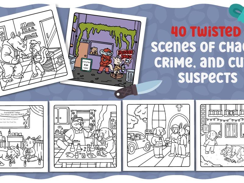 Criminal Moments: A Parodic Cute and Comfy Coloring Book for Adults – Hand Drawn Hygge Vibe Crime Scenes to Color for Relaxation, Halloween Fun, or as ... Who Enjoys Mystery, Thrillers, and Suspense