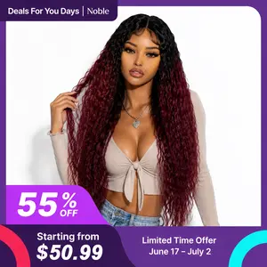 [DealsForYouDays] Noble 36 Inch Long Curly Synthetic Lace Front Wigs Pre Plucked With Baby Hair Bang Loose Body Wig Curtain Bangs Wig,summervibes