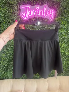 Simply Southern Scalloped Hem Active Skort - Black