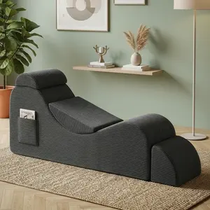 Winzoo Ergonomic S-Shape Yoga Lounge Chair, Corduroy Foam Chair for Stretching & Massage