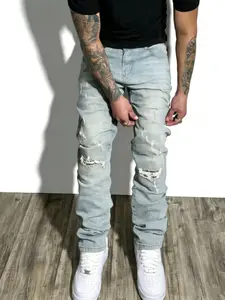 Men's Vintage Washed Denim Jeans, Distressed Stretch Skinny Fit Harajuku Trendy Casual Long Pants, All Seasons Fashion