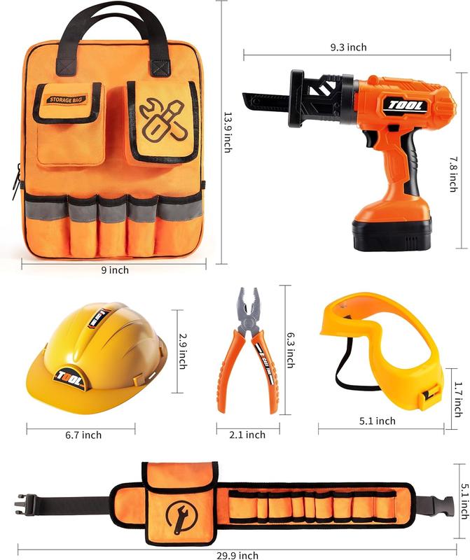 36Pcs Kids Tool Set, Toddler Tool Construction Toys with Belt & Electronic Drill for Boys Girls 3-5, Sturdy Tool Bag Suitable for Outdoor Use