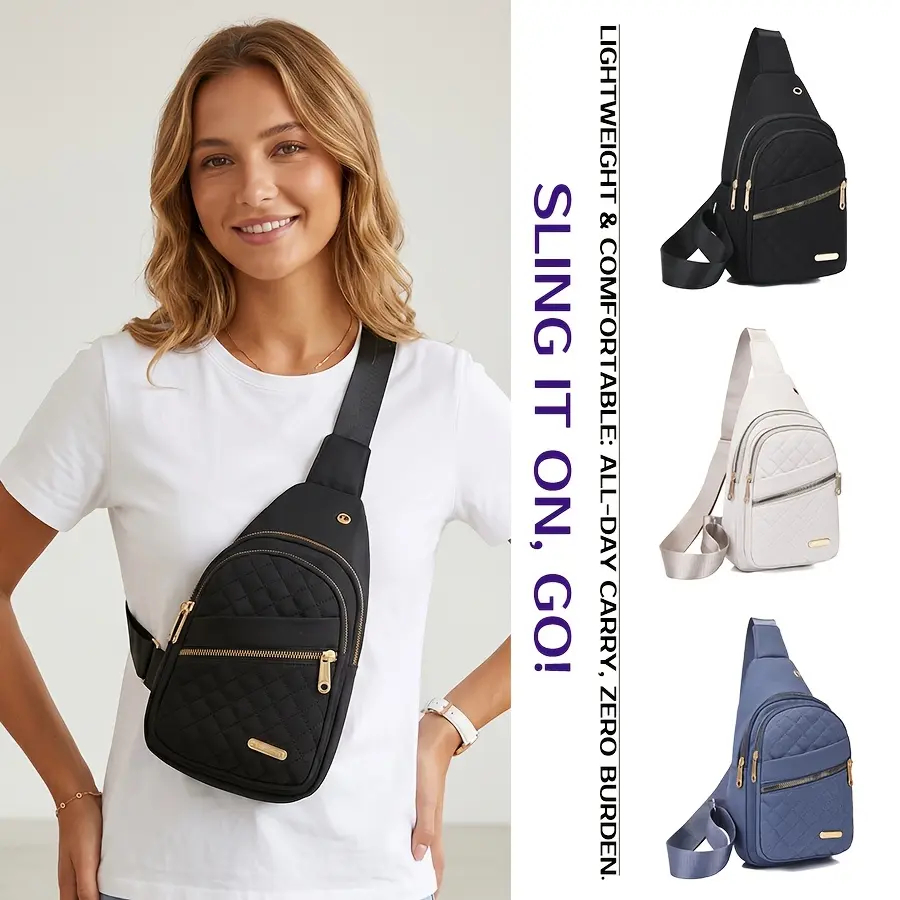 Sling Bag for Women Crossbody Chest Bag Large Capacity Shoulder Bag Multi Pocket Travel Bag