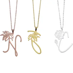 Personalized Flower Initial Necklace in Multiple Styles