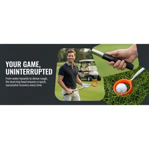 Golf Retractable Ball Picker Upper, Stainless Steel Double Sided Golf Ball Grabber & Retriever Tool