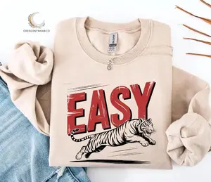Easy Tiger Sweatshirt, Vintage Distressed Tiger Sweatshirt, Oversized Retro Tiger  Sweatshirt