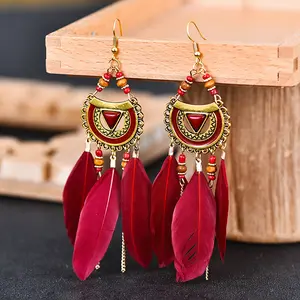 Ethnic Earrings Unique Vintage Feather Earrings