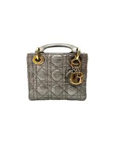 Pre-owned Dior leather Crossbody Bags Christian Lady Grey Python Handle Bag DR761