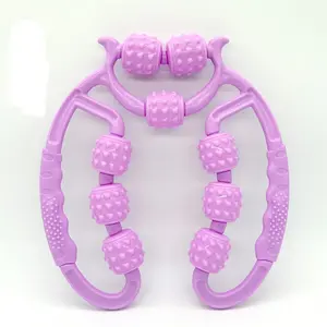 9-Wheel Thigh & Leg Relaxer – Yoga Massage Roller Clamp for Slimming & Stretching, Ergonomic U-Shaped Ring, 9 Smooth-Rolling Wheels, Purple Color