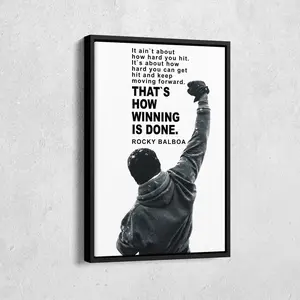 Rocky Balboa Motivational Quote Canvas Wall Art - Framed Poster Print for Home Decor
