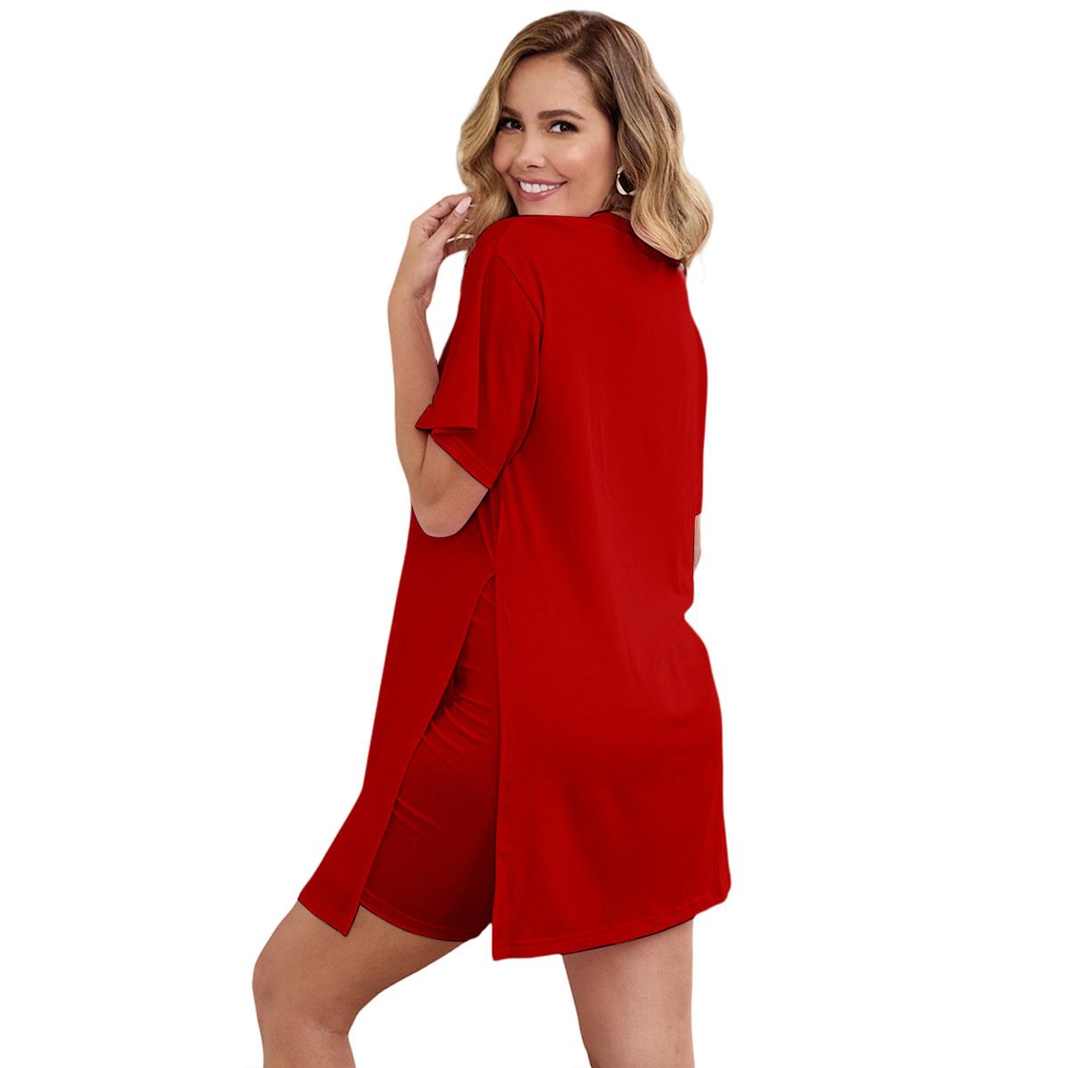 EOJN 2 Piece Outfits for Women - Short Sleeve Tunic Top & Bodycon Shorts, Breathable Loungewear, Comfortable Fashion for Outdoor Activities