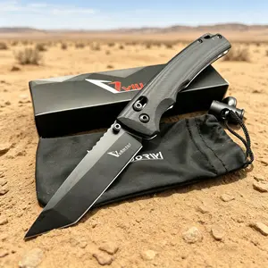 VA VN-44B Button Lock Kitchen Knives, D2 Wear-Resistant Blade, G10 Handle Portable Utility Tool, Multifunctional Pocket Gear for Camping, Daily EDC Use, Knives G10 Handle Kitchen