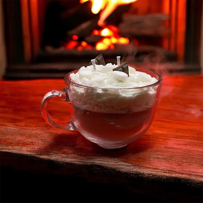 Hot Chocolate Candle - Enjoy the Scent of a Warm Cup of Hot Chocolate with Marshmallows and Chocolate Pieces